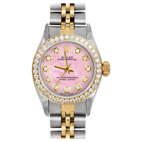 rolex medium pink|rolex pink face diamond bezel.